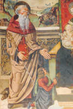 Sant`Antonio particolare - Madonna del Latte con i SS. Antonio e Claudio - Giovanni Battista da Norcia, 1497 - Chiesa di Sant`Agostino - Norcia