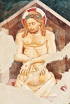 Pittore del XV sec., Cristo Risorgente, Affresco di scuola umbra, Chiesa di Santa Maria, Cascia